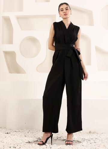 Sleevless Solid Jumpsuit