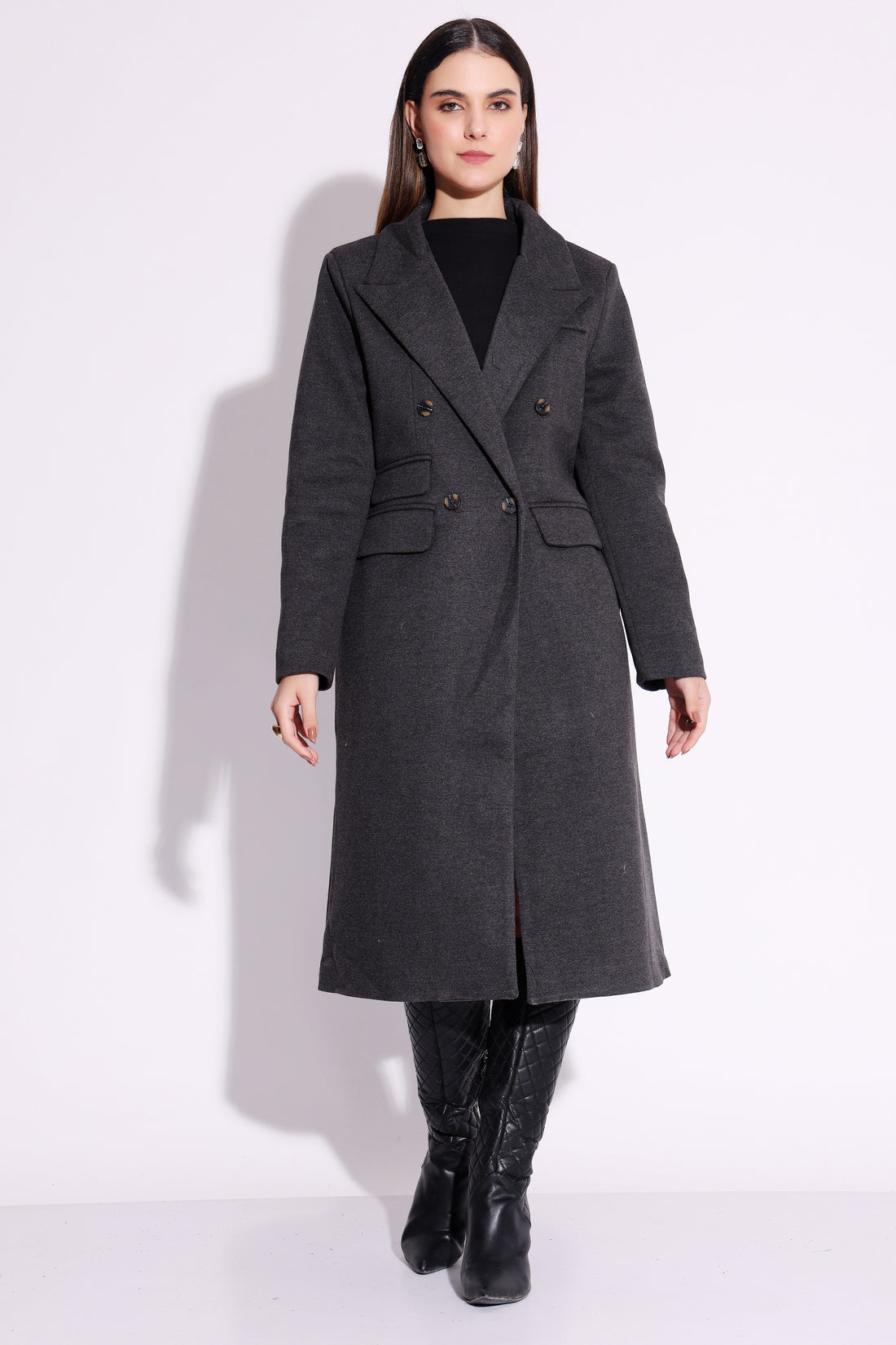 Charcoal Grey Wool Blend Coat