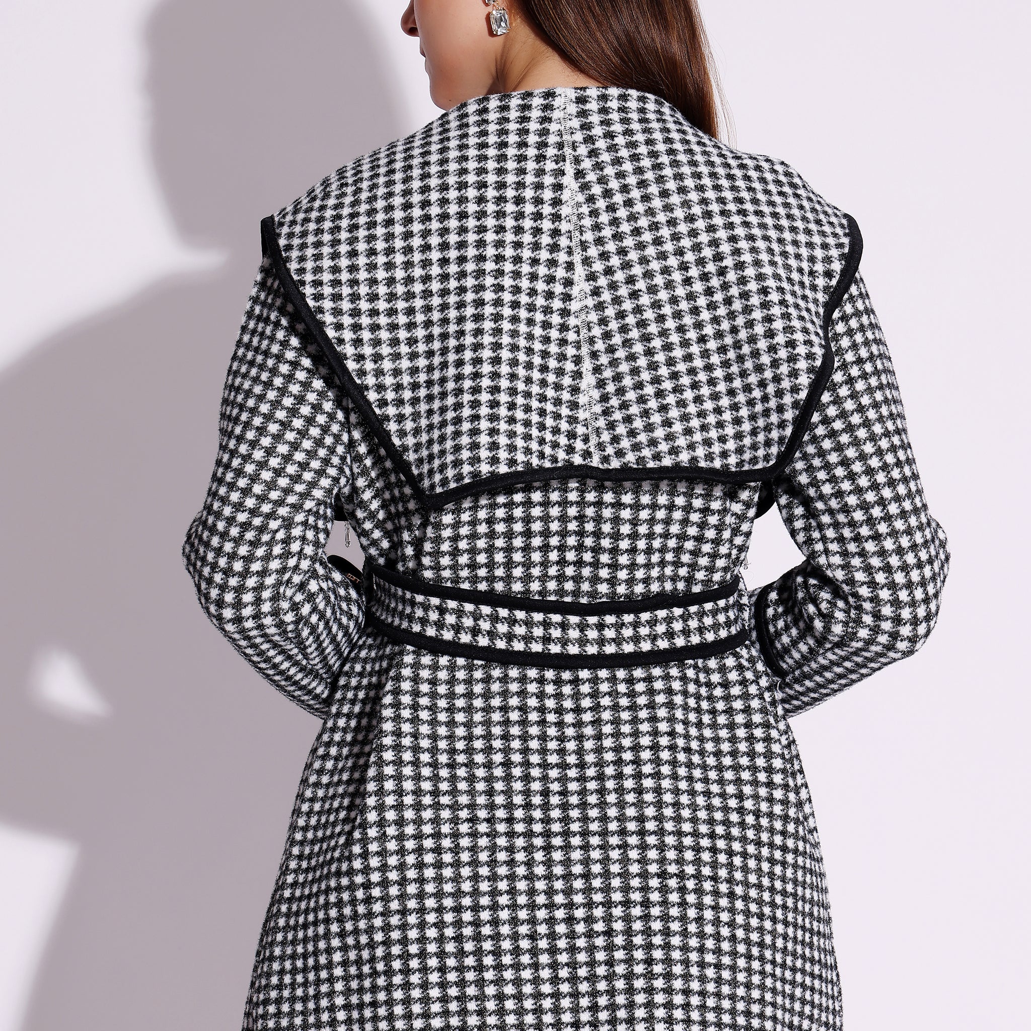 Houndstooth Belted Coat