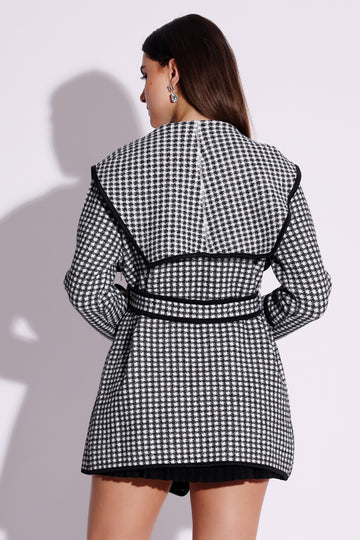 Houndstooth Belted Coat