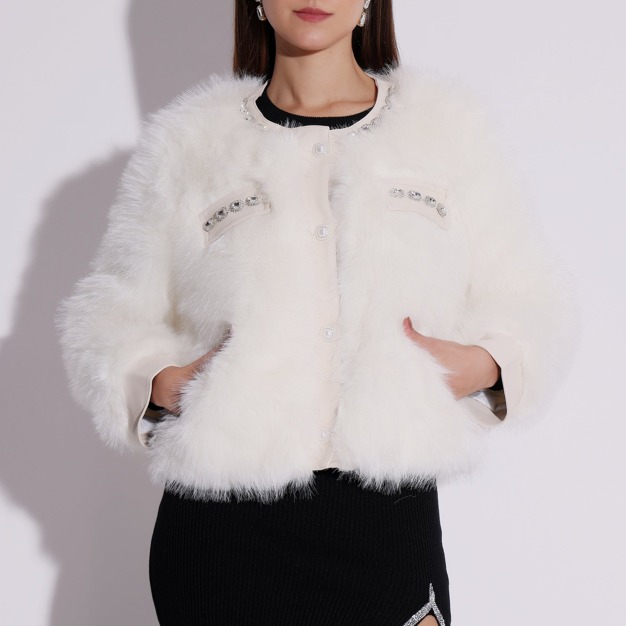 Chanel Faux Fur Embellished Jacket