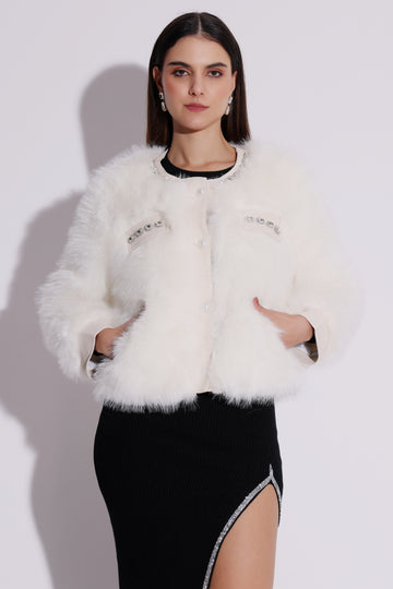 Chanel Faux Fur Embellished Jacket