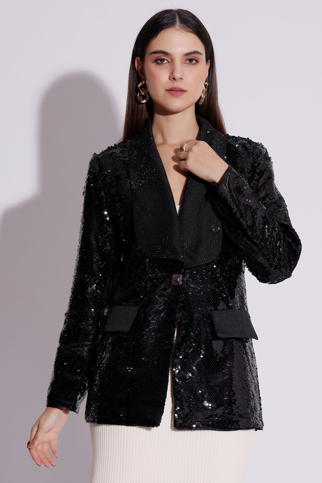 Sequin-Embellished Blazer