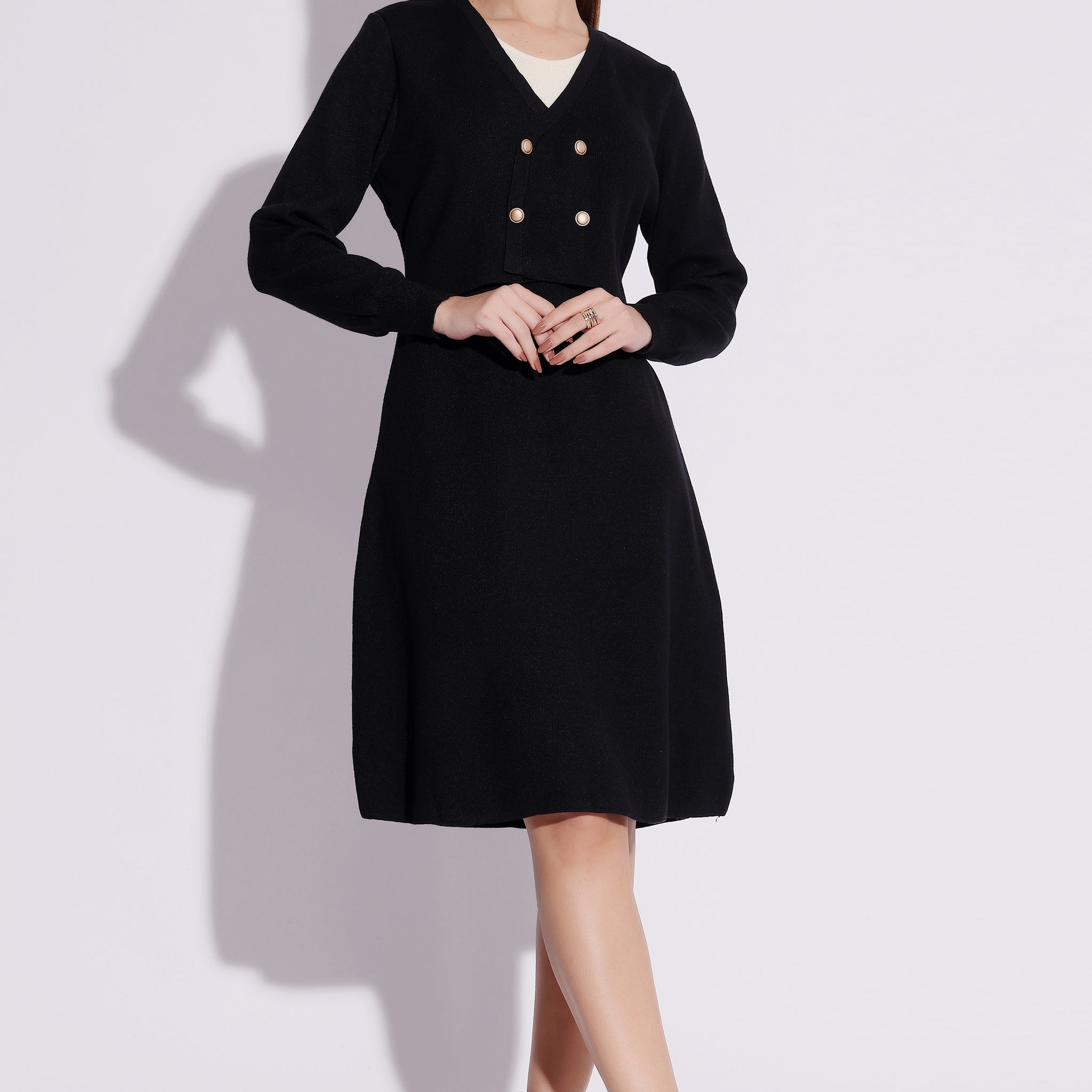 Elegant Black Coat Dress