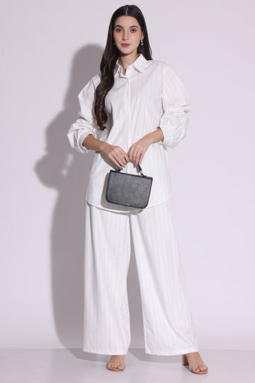 Elegant White Pinstripe Co-Ord Set