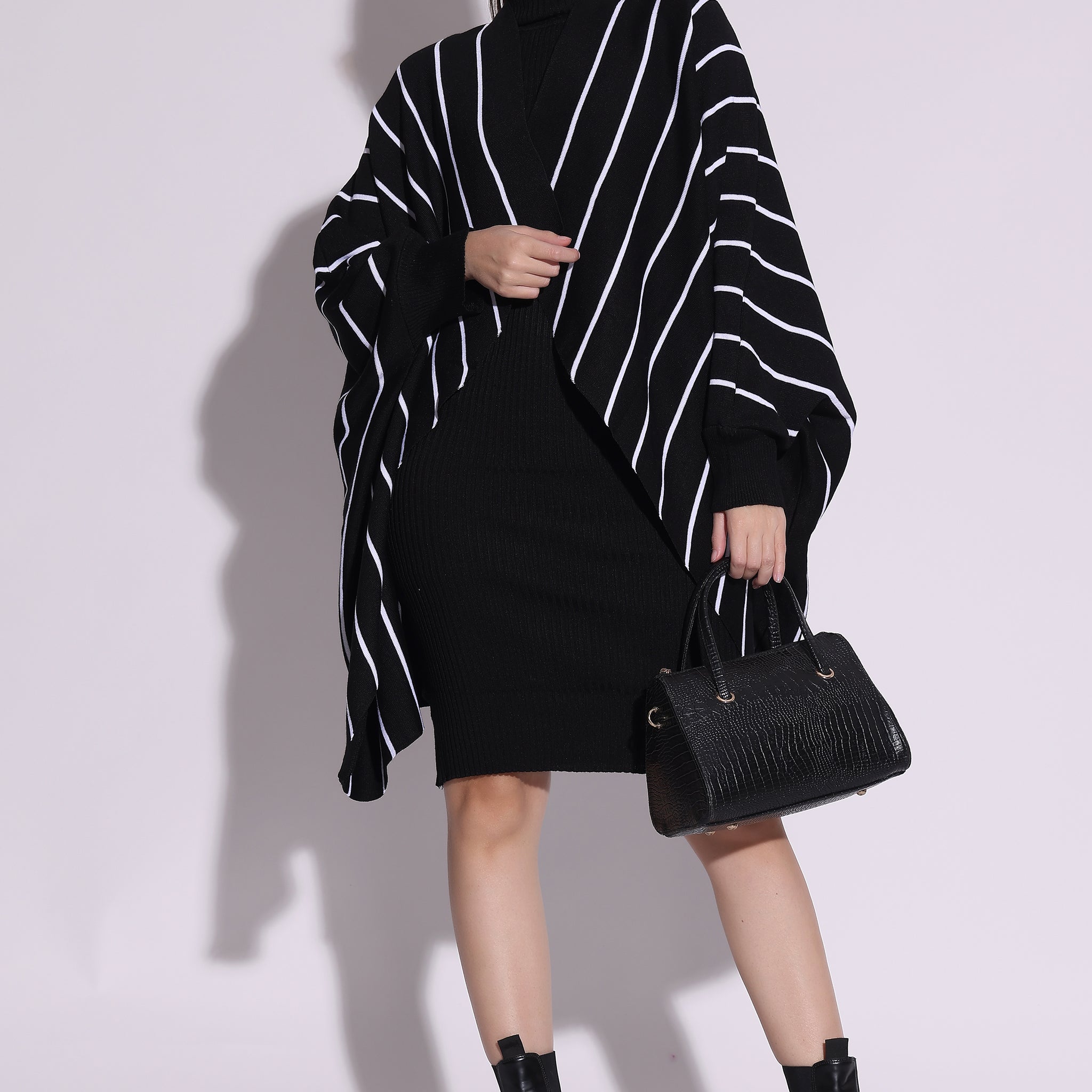 Striped Oversized Knit Cape