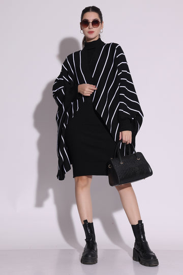 Striped Oversized Knit Cape