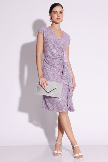 Lavender Sequin Wrap Dress