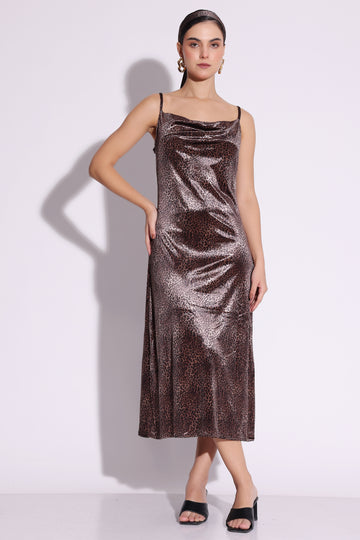 Leopard Print Satin Slip Dress