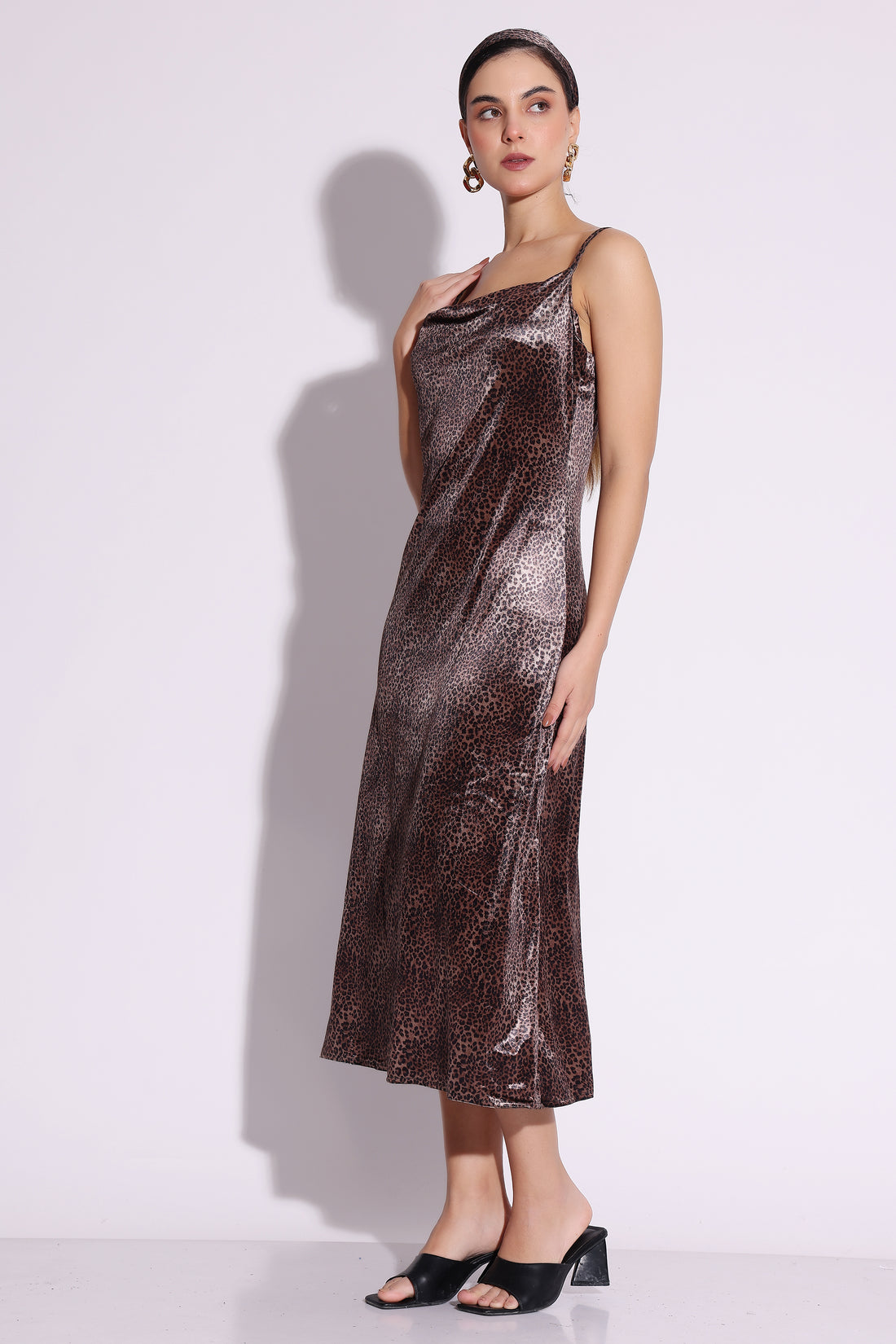 Leopard Print Satin Slip Dress