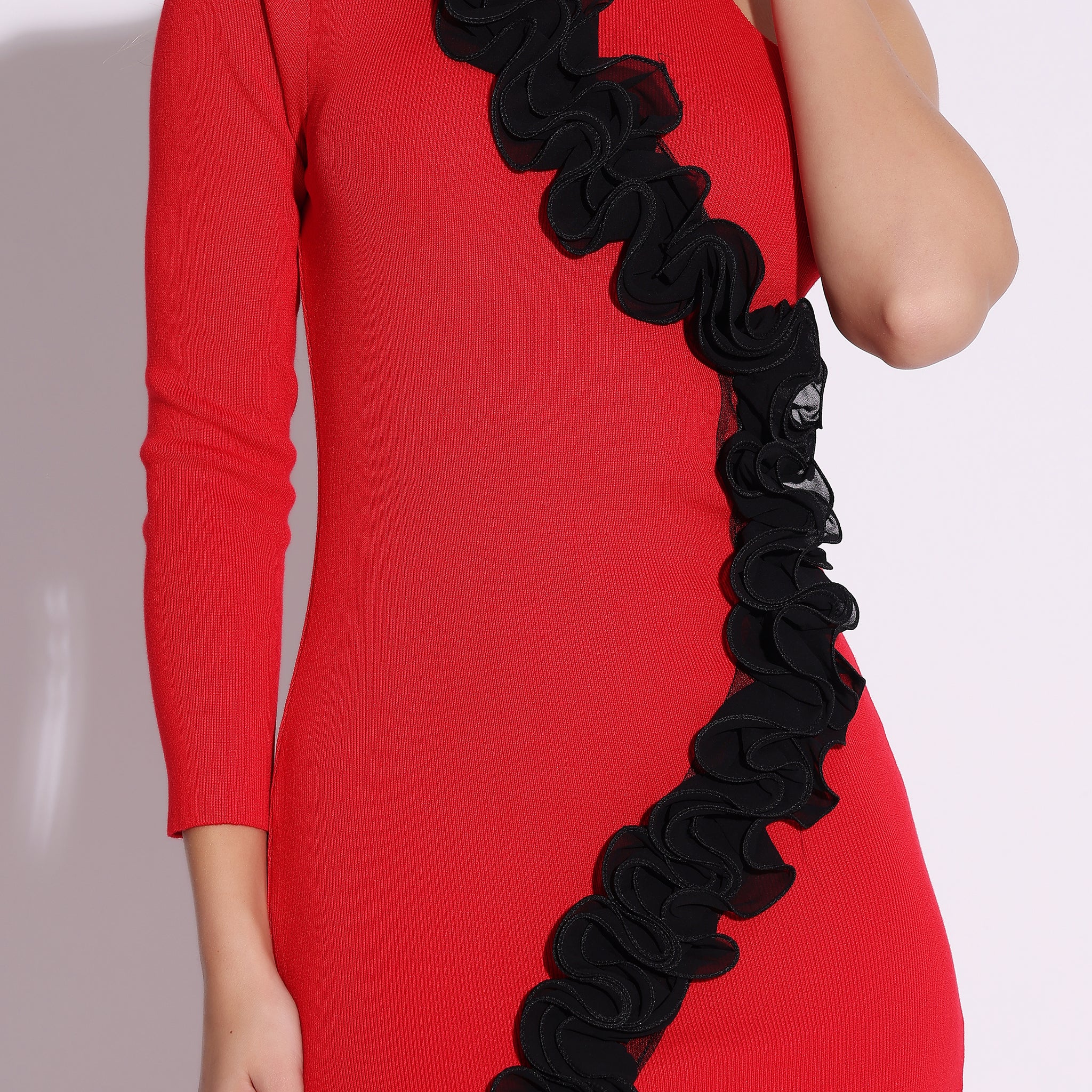 Vibrant Asymmetric Ruffle Dress