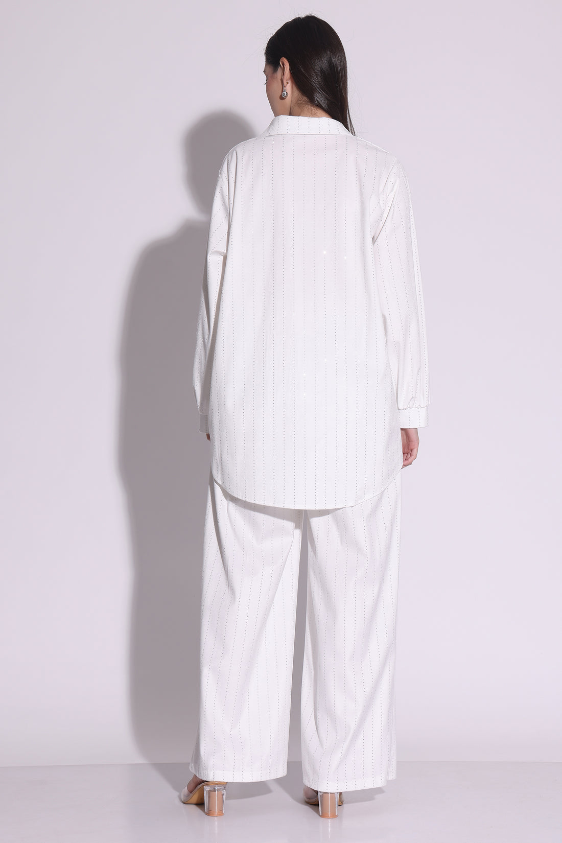 Elegant White Pinstripe Co-Ord Set