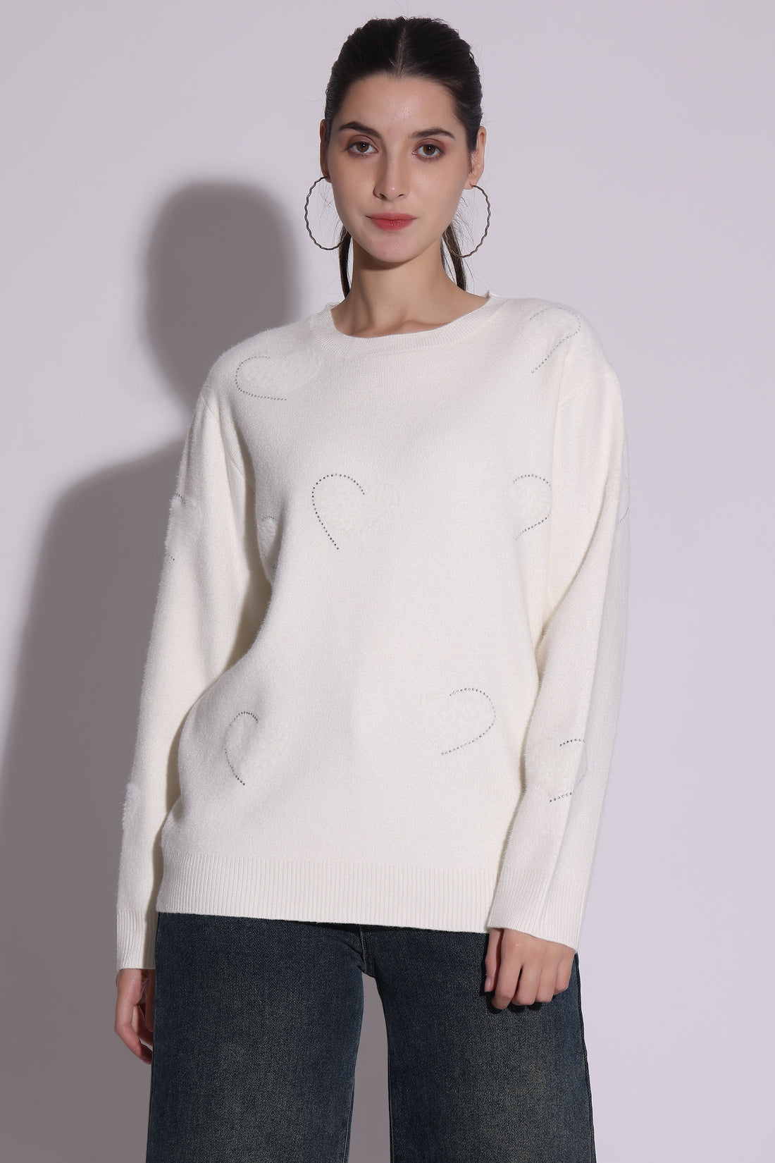 Ivory Textured Knit Sweater