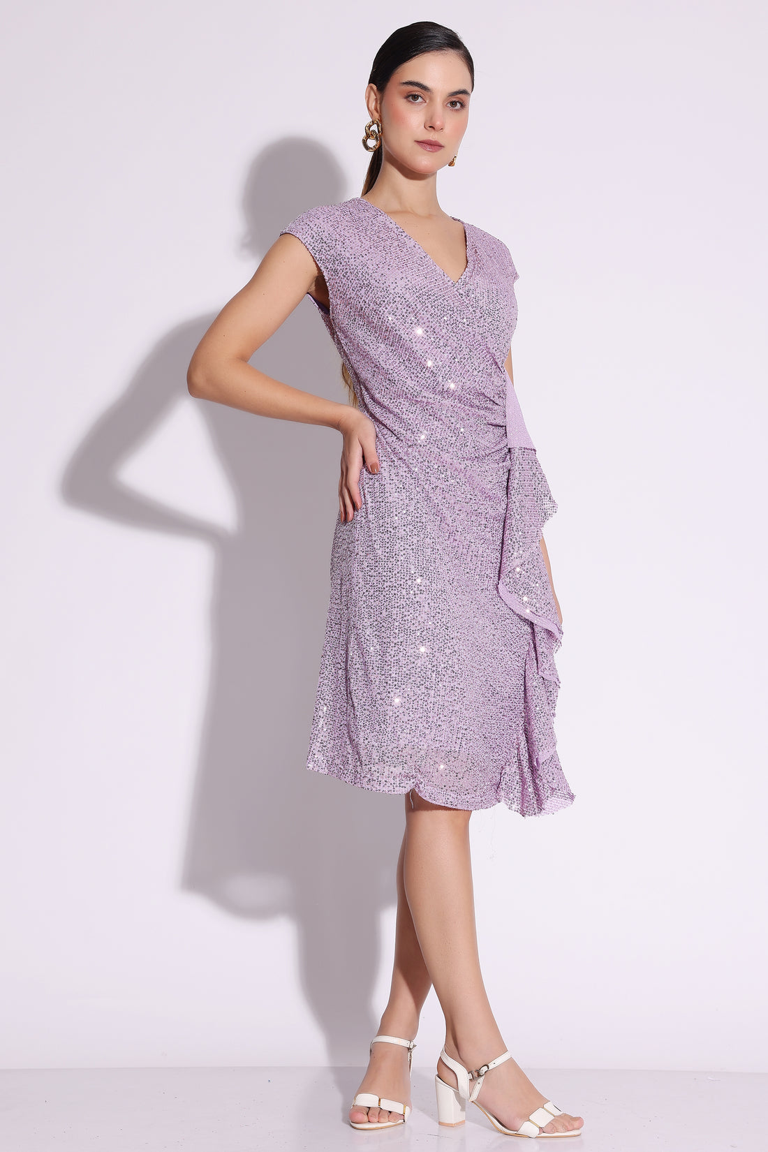 Lavender Sequin Wrap Dress