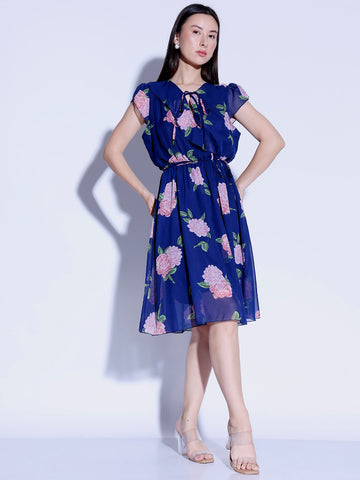 Flower Print Flared Dress