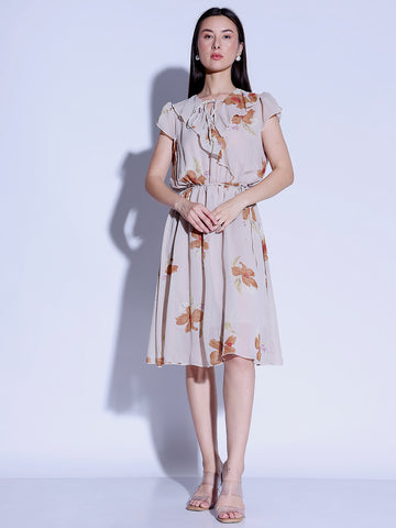 Flower Print Flared Dress