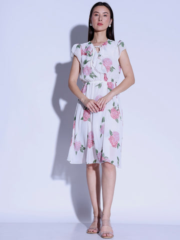 Flower Print Flared Dress