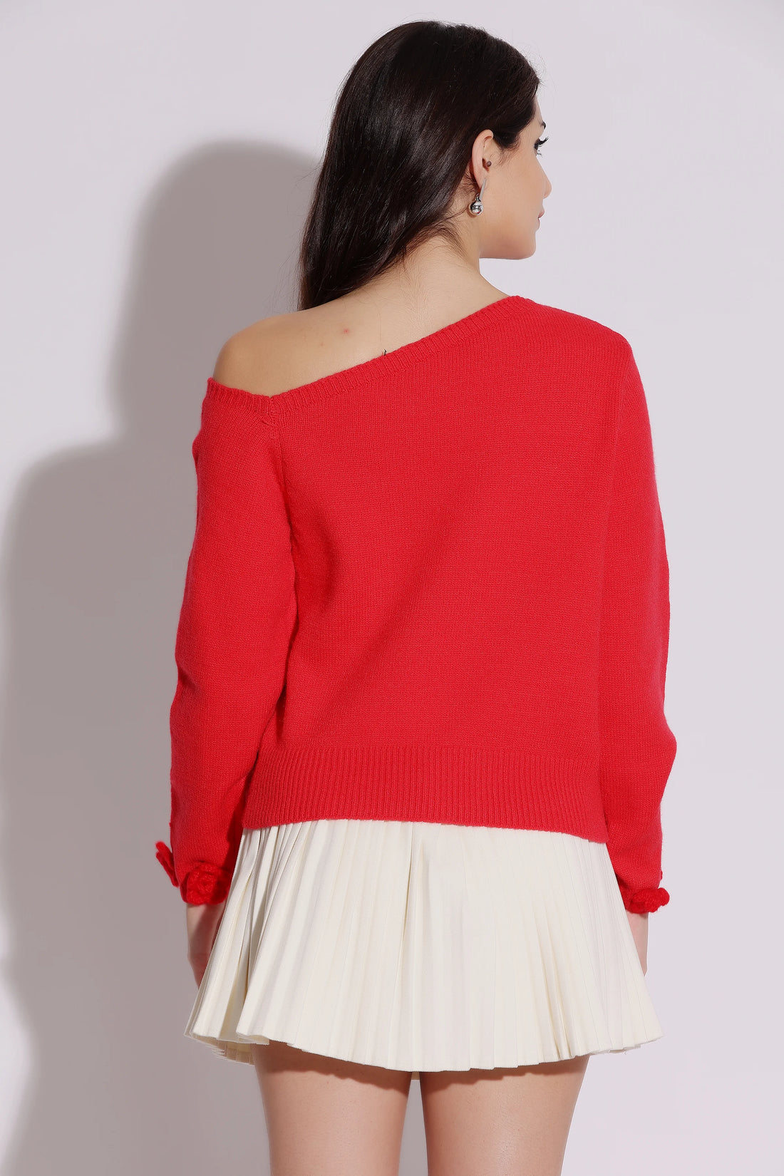 Red Off Shoulder Sweater