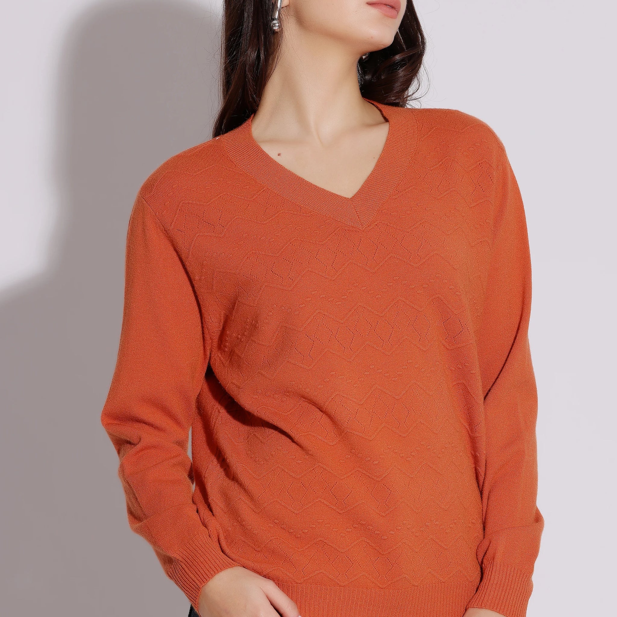 Vibrant Orange Knit Sweater