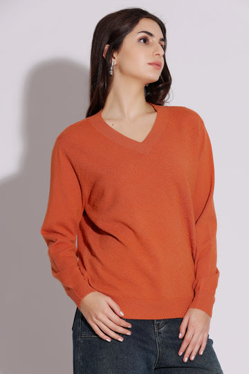 Vibrant Orange Knit Sweater