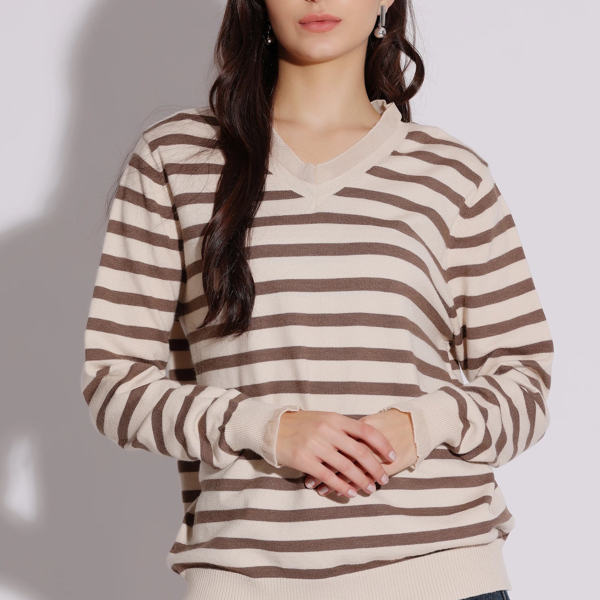 Striped V-Neck Sweater