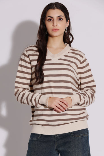 Striped V-Neck Sweater