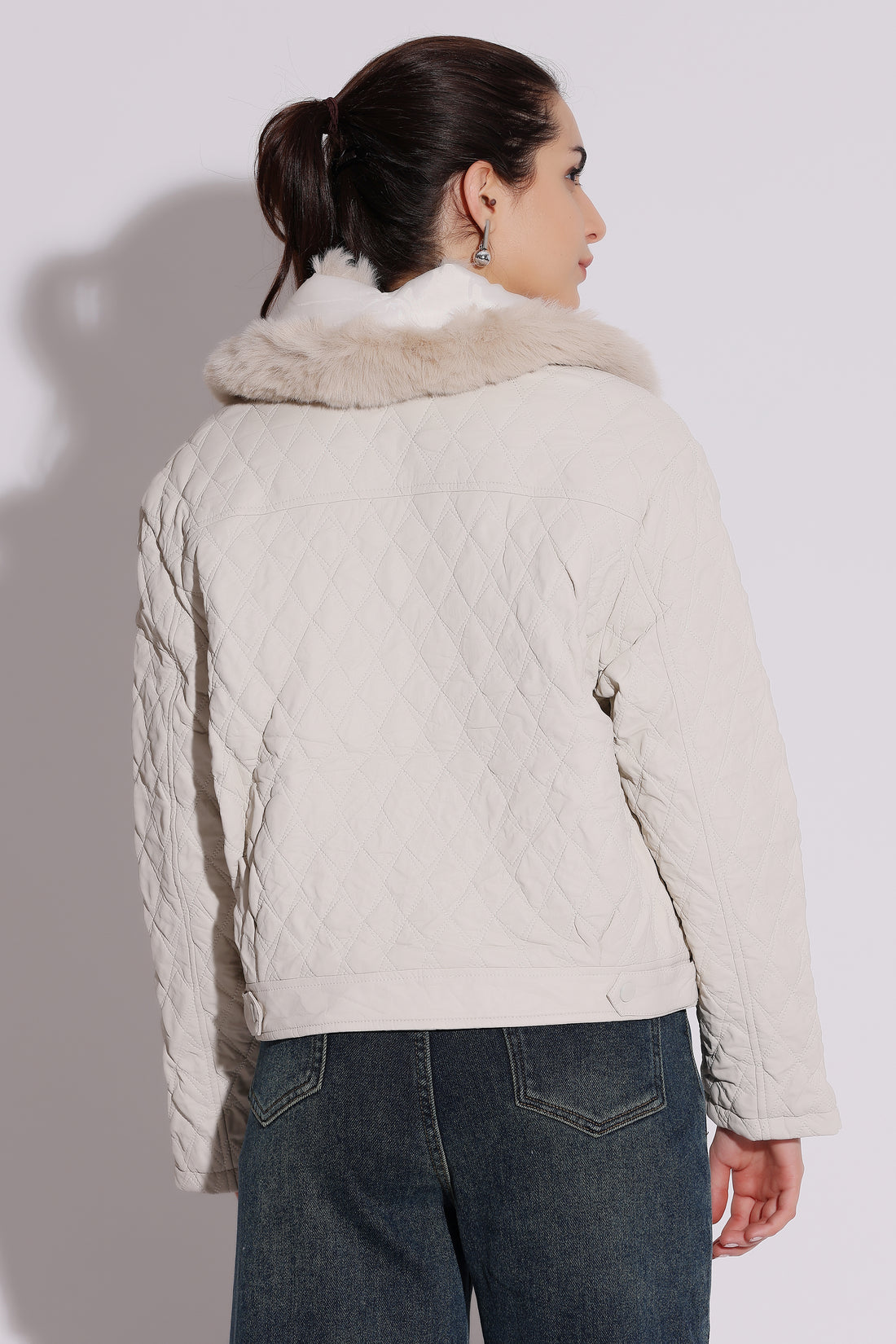 Quilted Fur-Collar Jacket