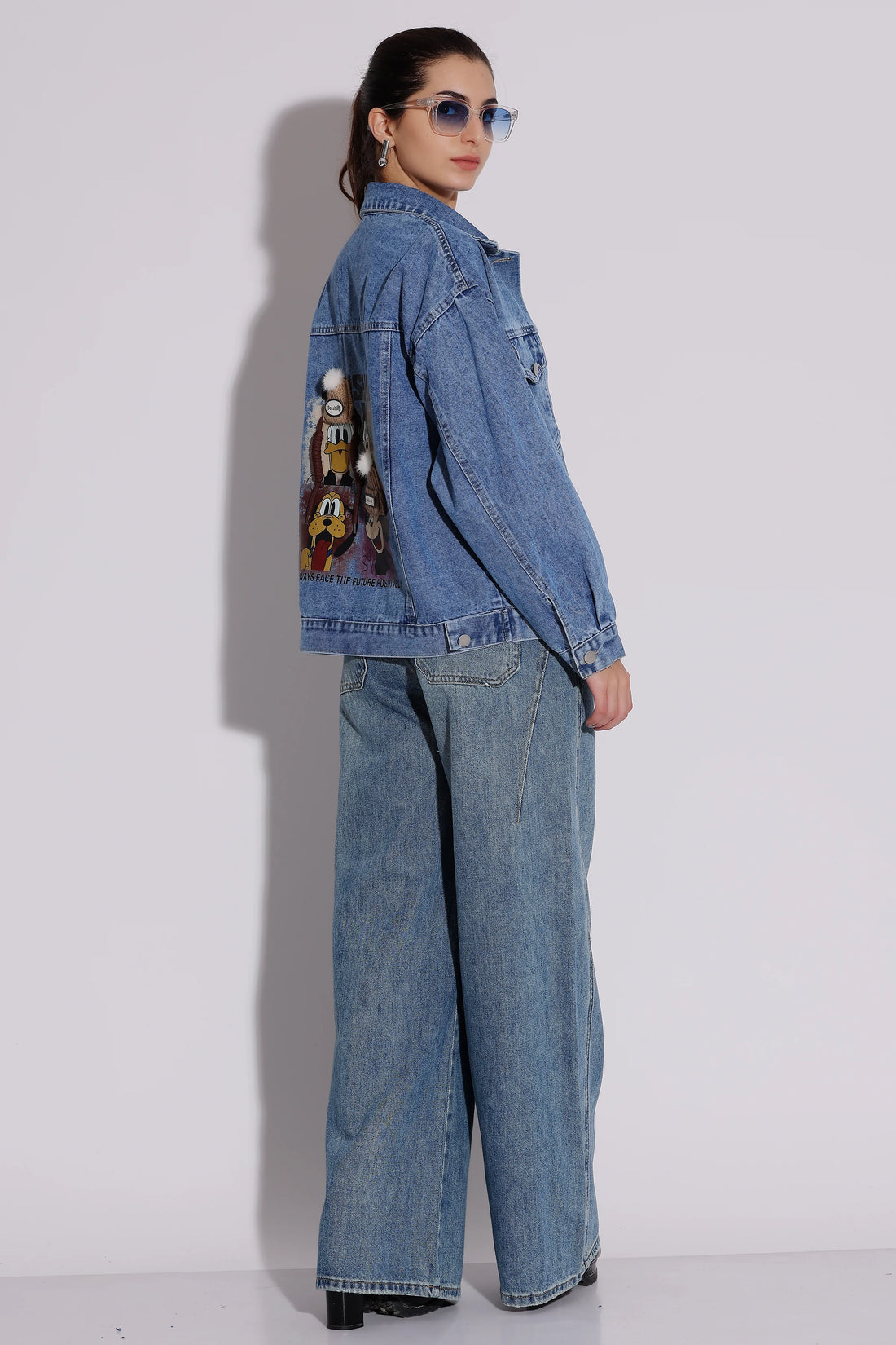 Retro Cartoon Denim Oversized Jacket