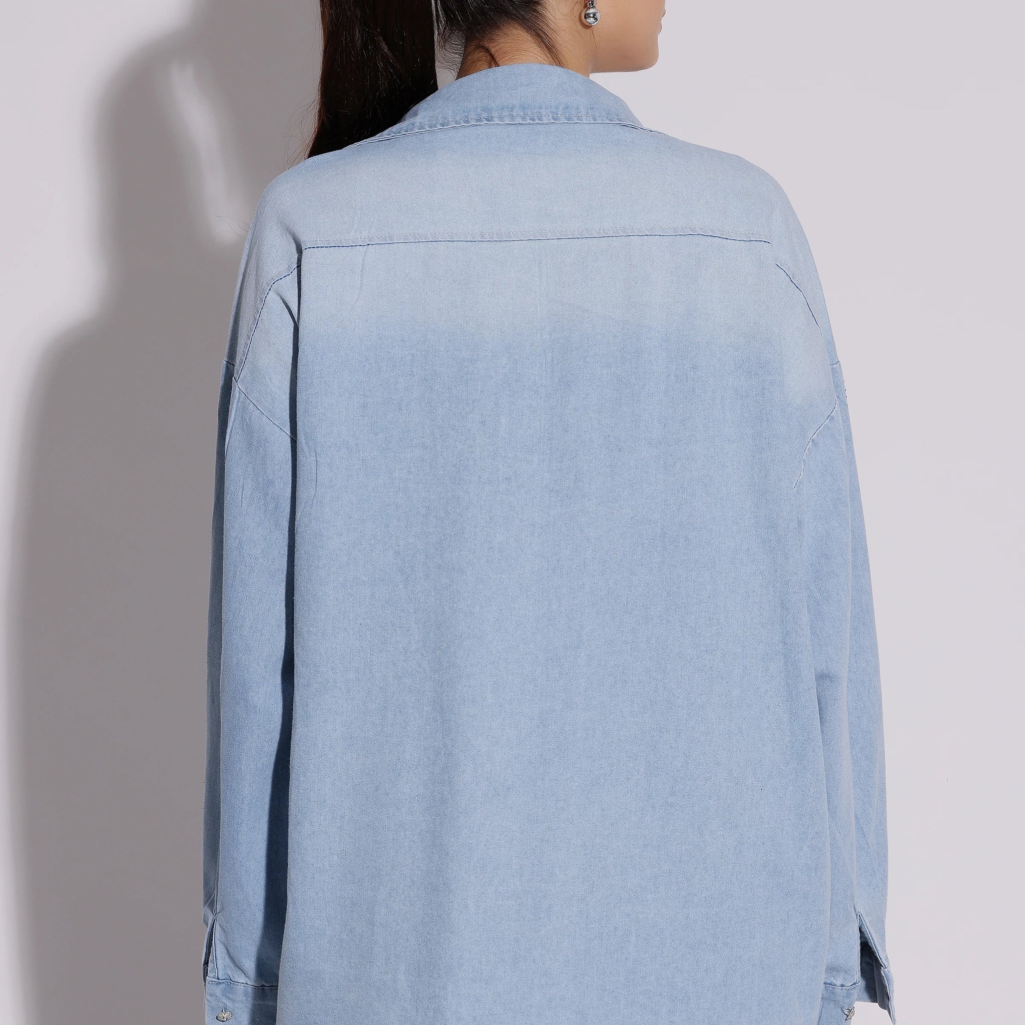 Sparkling Denim Oversized Shirt