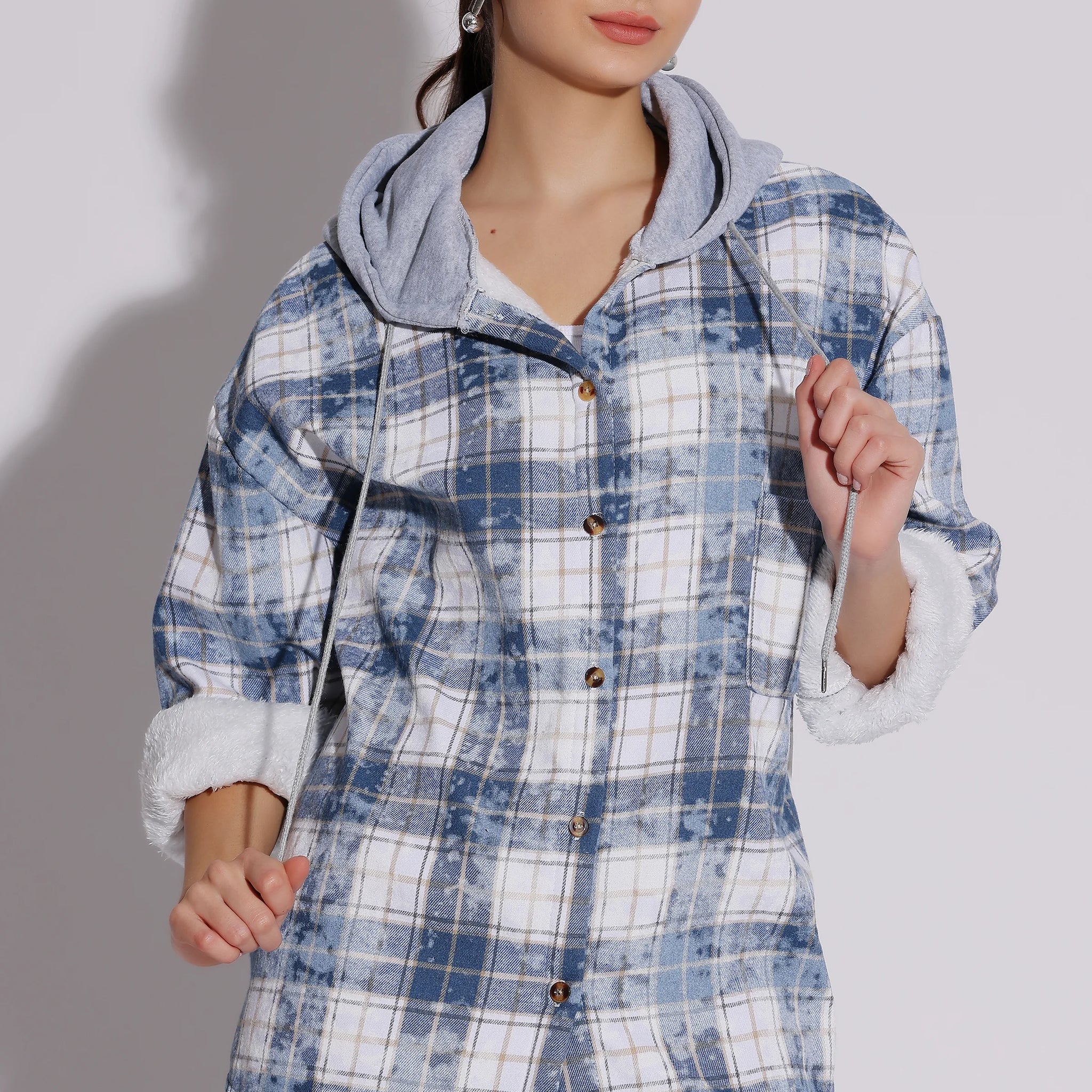 Plaid Hooded Shirt