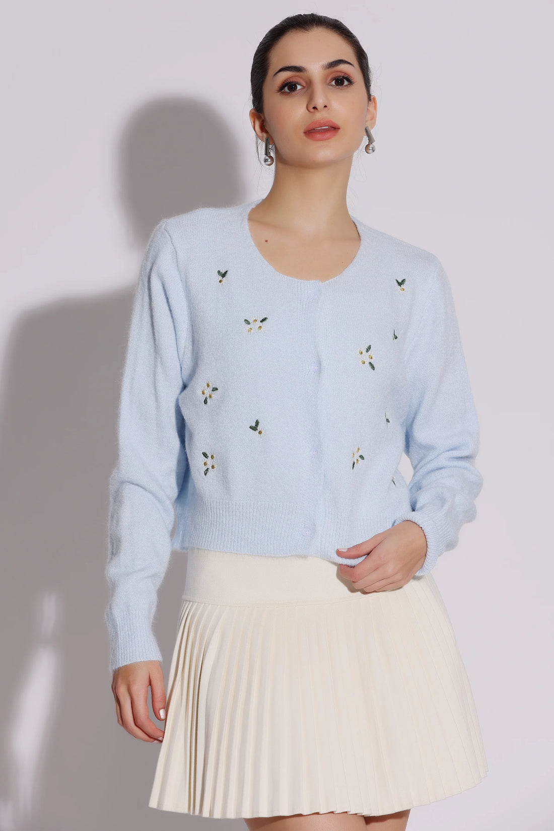 Blue Embroidered Cardigan