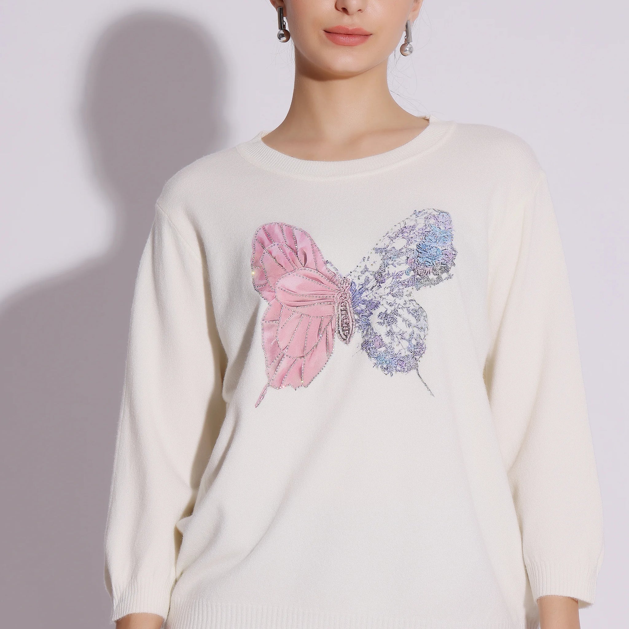 Elegant Butterfly Embellished Sweater