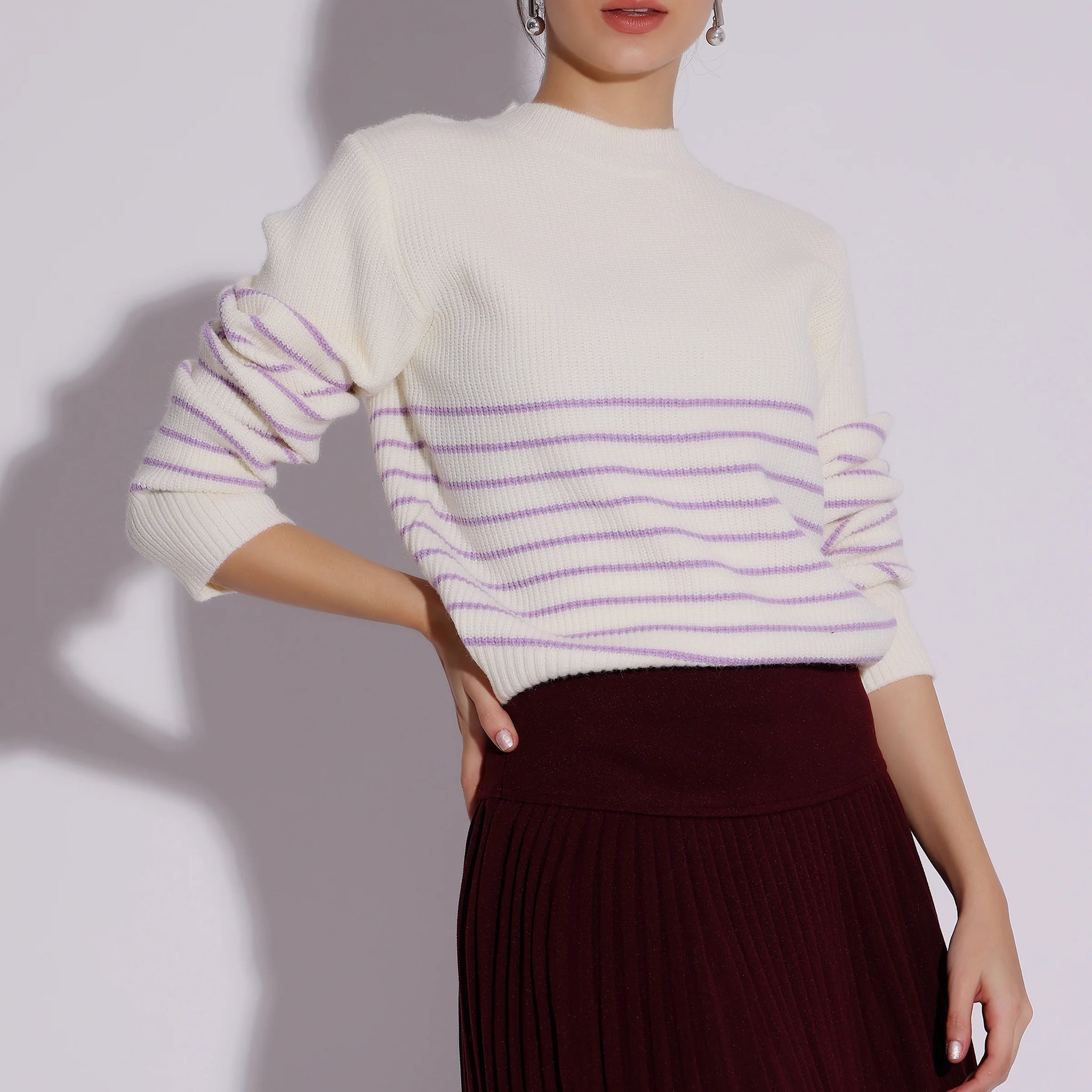 Product Name: Striped Cream Sweater