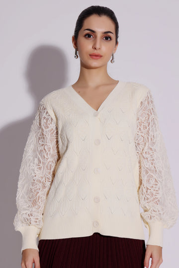 Lace Sleeve Sweater