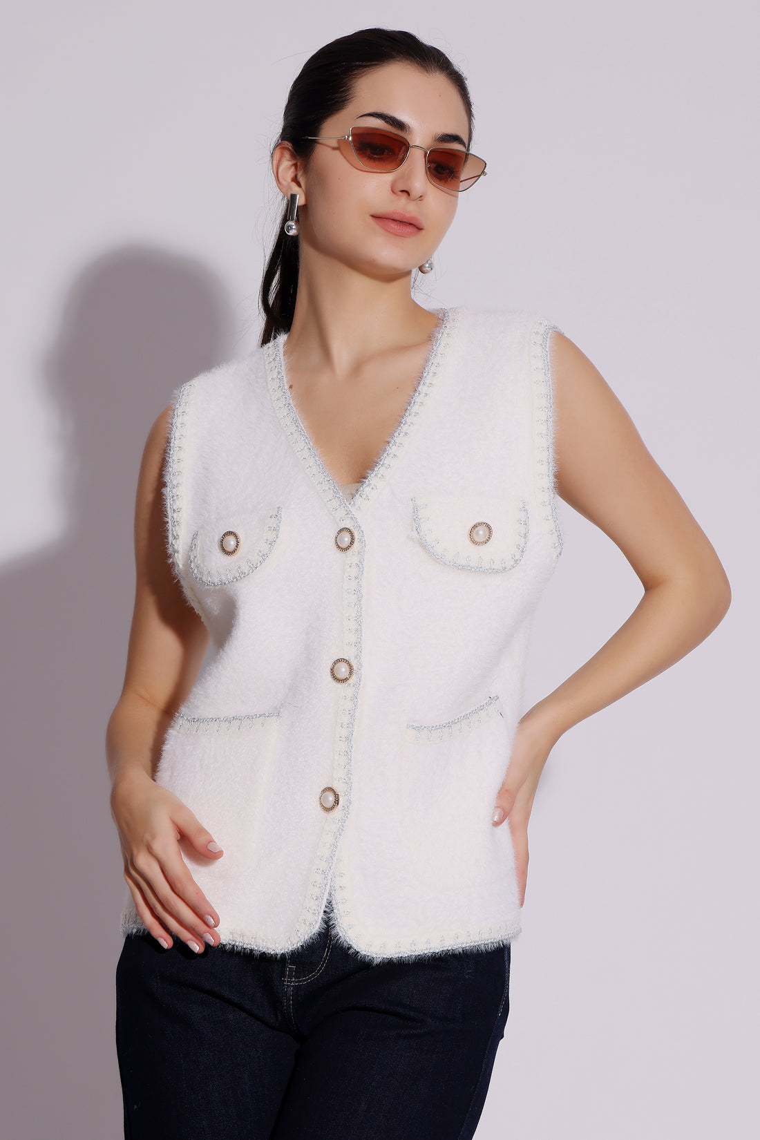 Classic Knit Button-Up Vest