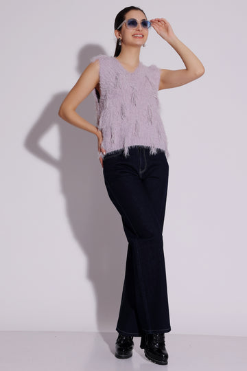 Fuzzy Sleeveless Winter Top