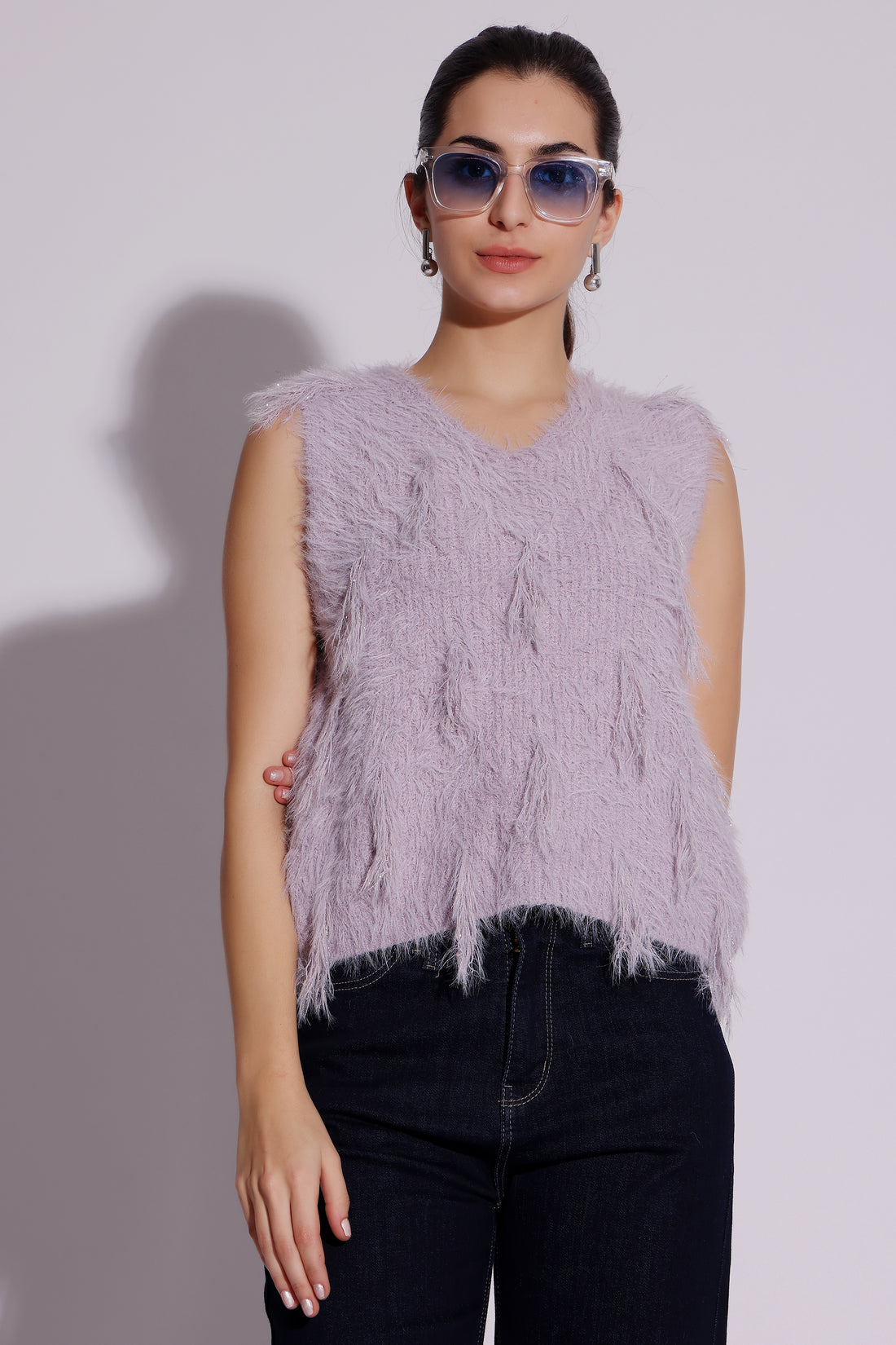 Fuzzy Sleeveless Winter Top